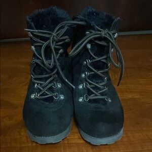 Black Suede Lace-Up Boots